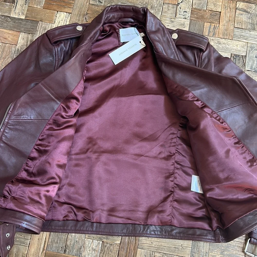 Rebecca Minkoff Burgundy Leather Moto Jacket - Picture 15 of 15